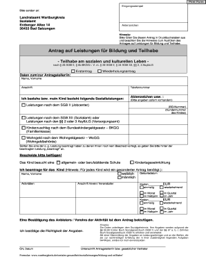 Antrag auf Leistungen für Bildung und Teilhabe