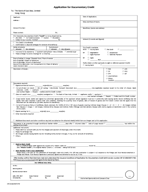 Application for Documentary Credit