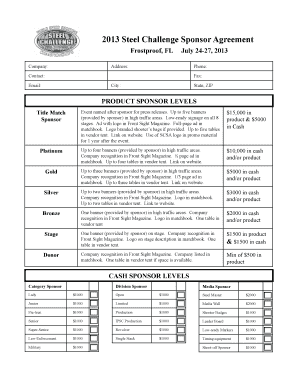 Table tent template - 2013 Steel Challenge Sponsor Agreement PDF - uspsa