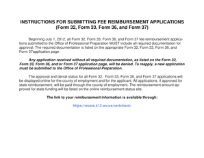 West Virginia Fee Reimbursement Application