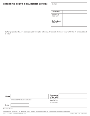 Notice to Prove Documents at Trial