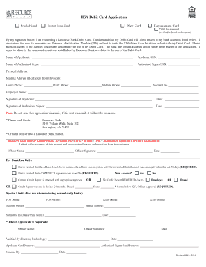HSA Debit Card Application