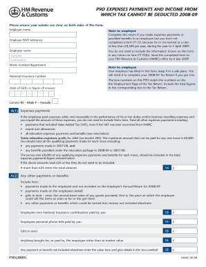 P9D Expenses Payments and Income Tax Form