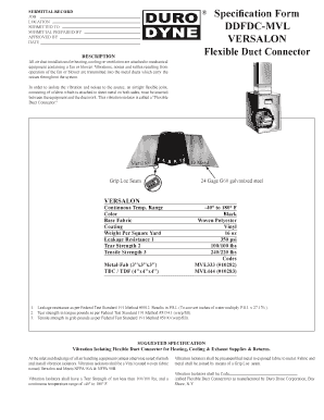 Calaba conference cost - Specification Form DDFDC-MVL VERSALON Flexible ... - Duro Dyne