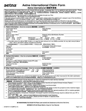 Aetna International Claim Form