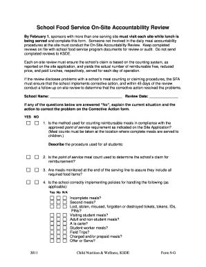 School Food Service On-Site Accountability Review
