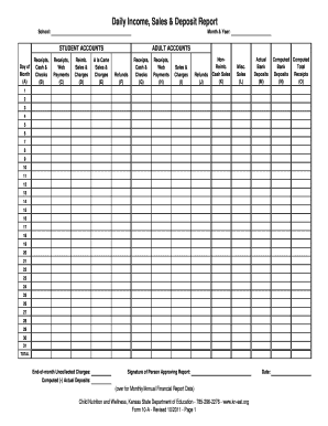 Kansas Form 10-A Daily Income Report