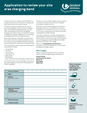 United Utilities Site Area Charging Band Application