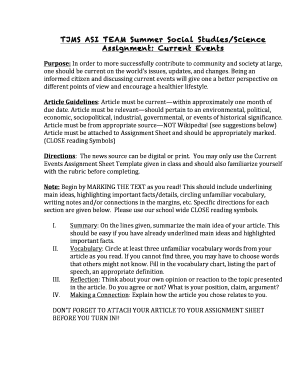 Current Events Assignment Sheet
