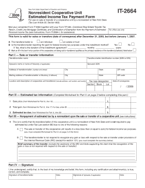 New York Nonresident Cooperative Unit Estimated Income Tax Form