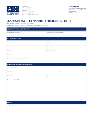 AIG Europe Car Rental Damage Claim Form