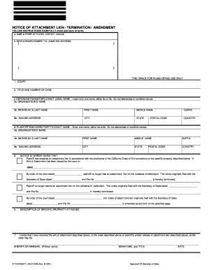 California Notice of Attachment Lien