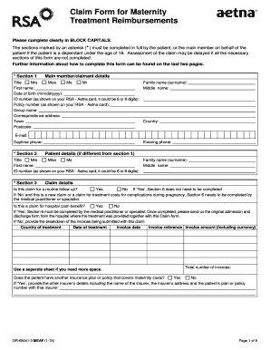 Maternity Treatment Reimbursement Claim Form
