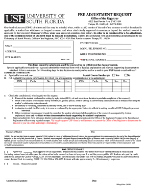 Fee Adjustment Request Form