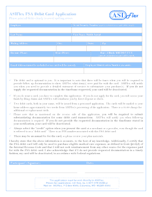 ASIFlex FSA Debit Card Application