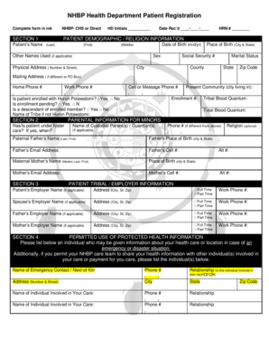 NHBP Health Department Patient Registration Form