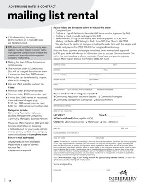 CAI Mailing List Rental Contract