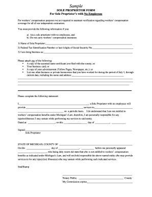 Michigan Sole Proprietor Workers Compensation Form
