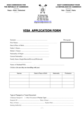 Cameroon Visa Application Form