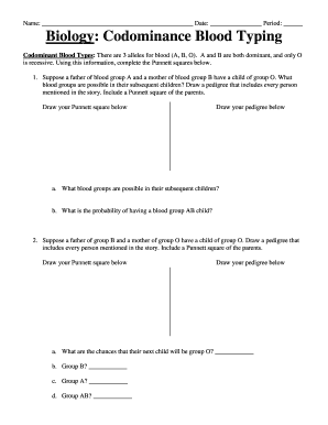 Biology Codominance Blood Typing Worksheet