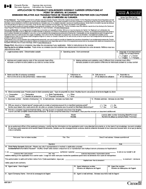 Application to Transact Non-Bonded Highway Carrier Operations in Canada