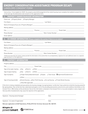 Landlord Consent Form for Energy Conservation Assistance Program