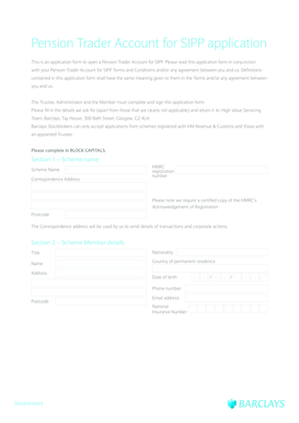 Pension Trader Account for SIPP Application