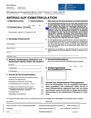 Antrag auf Exmatrikulation
