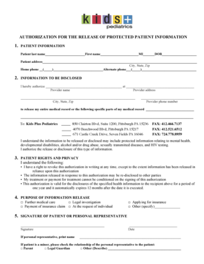 Authorization for Release of Protected Patient Information