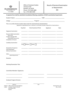 D3 - Result of Doctoral Examination or Request - Darden College of - education odu