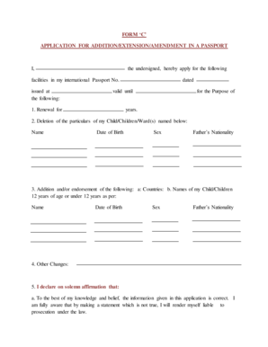 Pakistan Passport Amendment Application