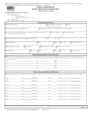 Uniform Application for Business Entity License/Registration