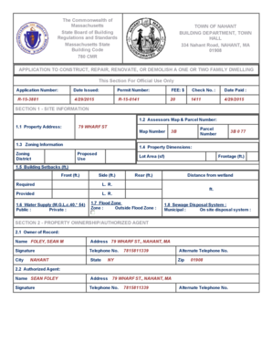 Massachusetts Building Permit Application