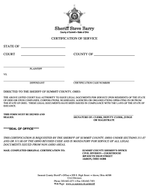 Certification of Service