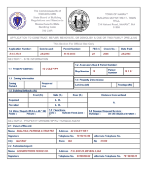 Massachusetts Building Permit Application