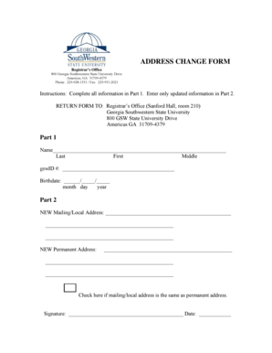Georgia Southwestern State University Address Change Form