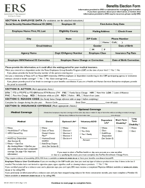 Texas Employee Benefits Election Form