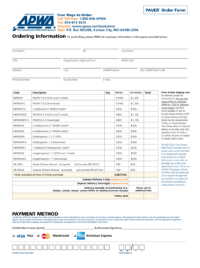 PAVERTM Order Form