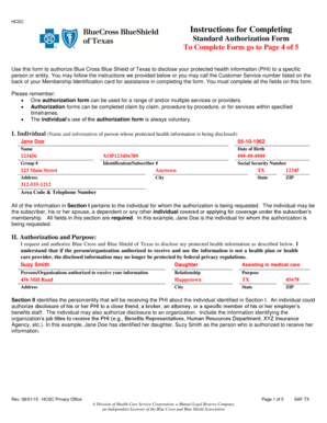 Standard Authorization Form