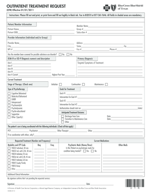 Outpatient Treatment Request Form