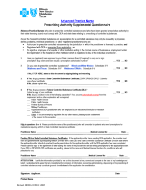 Advanced Practice Nurse Prescribing Authority Questionnaire