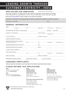 Harvard Business School Executive Education Application