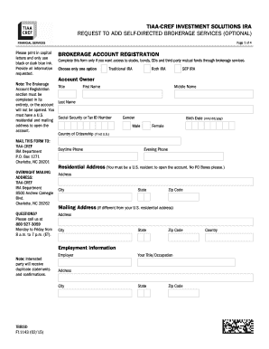 TIAA-CREF IRA Brokerage Account Registration Form