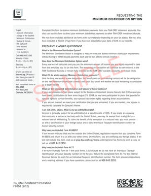 Minimum Distribution Option Form