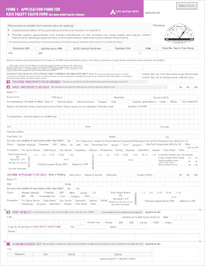 Axis Equity Saver Fund Application Form