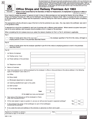 UK Office Shops and Railway Premises Employment Notice
