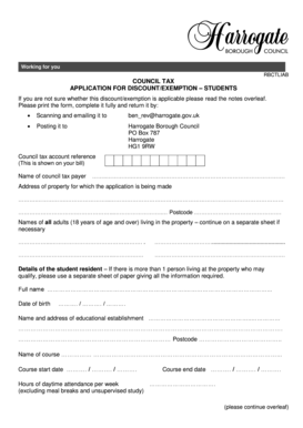 Council Tax Discount/Exemption Application - Students