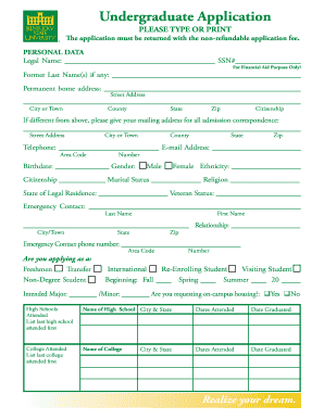 Undergraduate Application