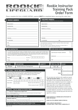 Rookie Instructor Training Pack Order Form