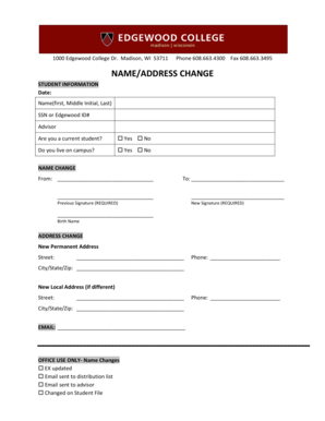 Student Name/Address Change Form